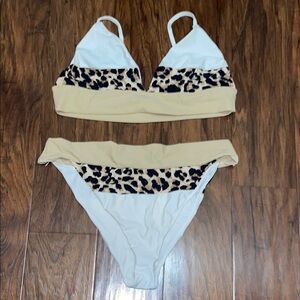 Fashion Nova White and Leopard Bikini